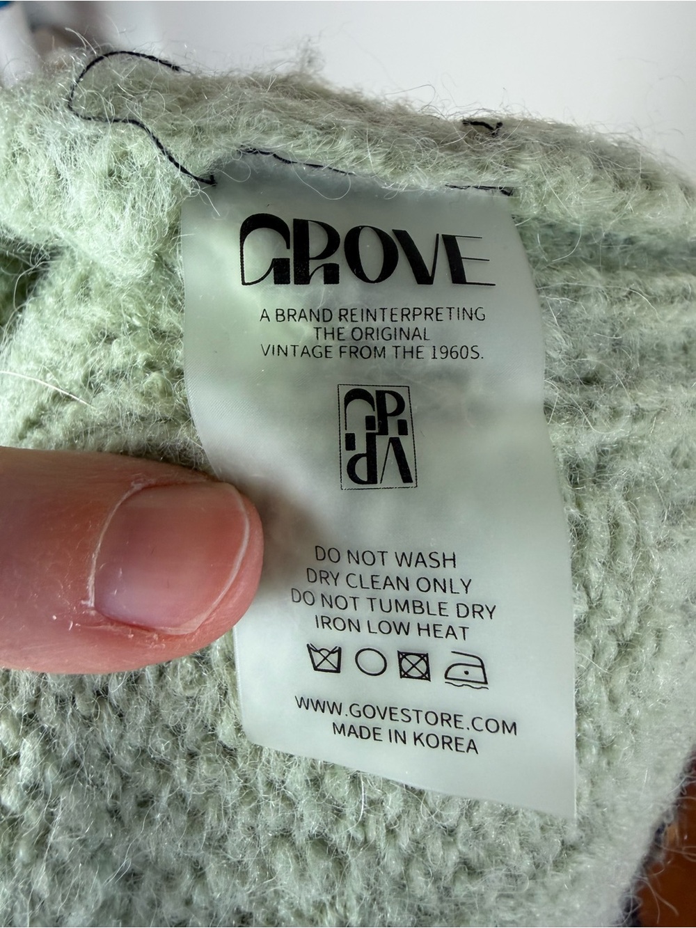 Grove Soft Knit Collar Pullover Sweater Mint Green Black Size F US M - Picture 9 of 9